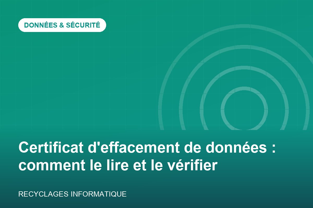 Certificat d'effacement de données contrôlé ligne par ligne avec les numéros de série des disques